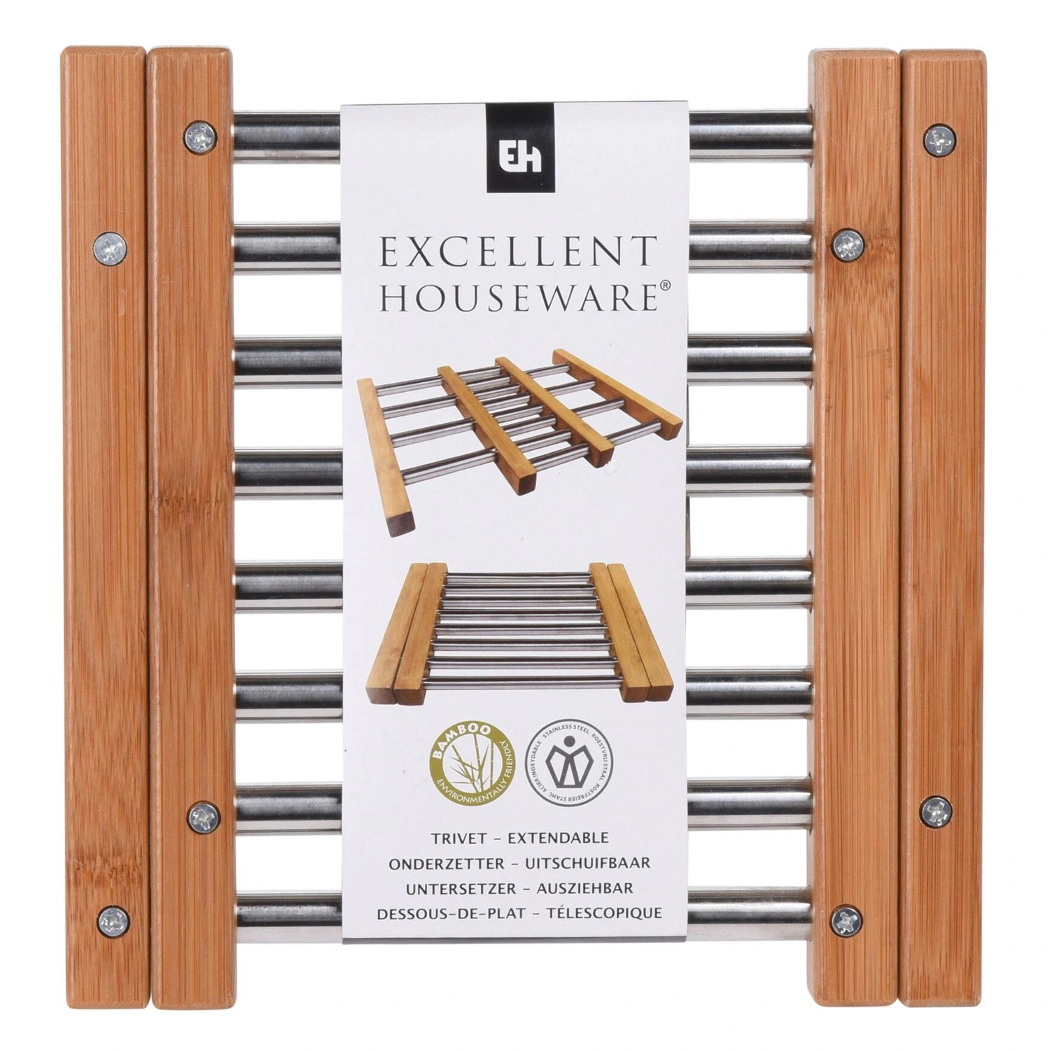 Onderzetter RVS Met Bamboe 21,5 X 22 Cm 1 Onderzetter RVS Met Bamboe 21,5 X 22 Cm