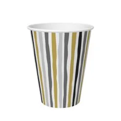 Bekers Stripes Black & Gold 24 Cl 10 Stuks