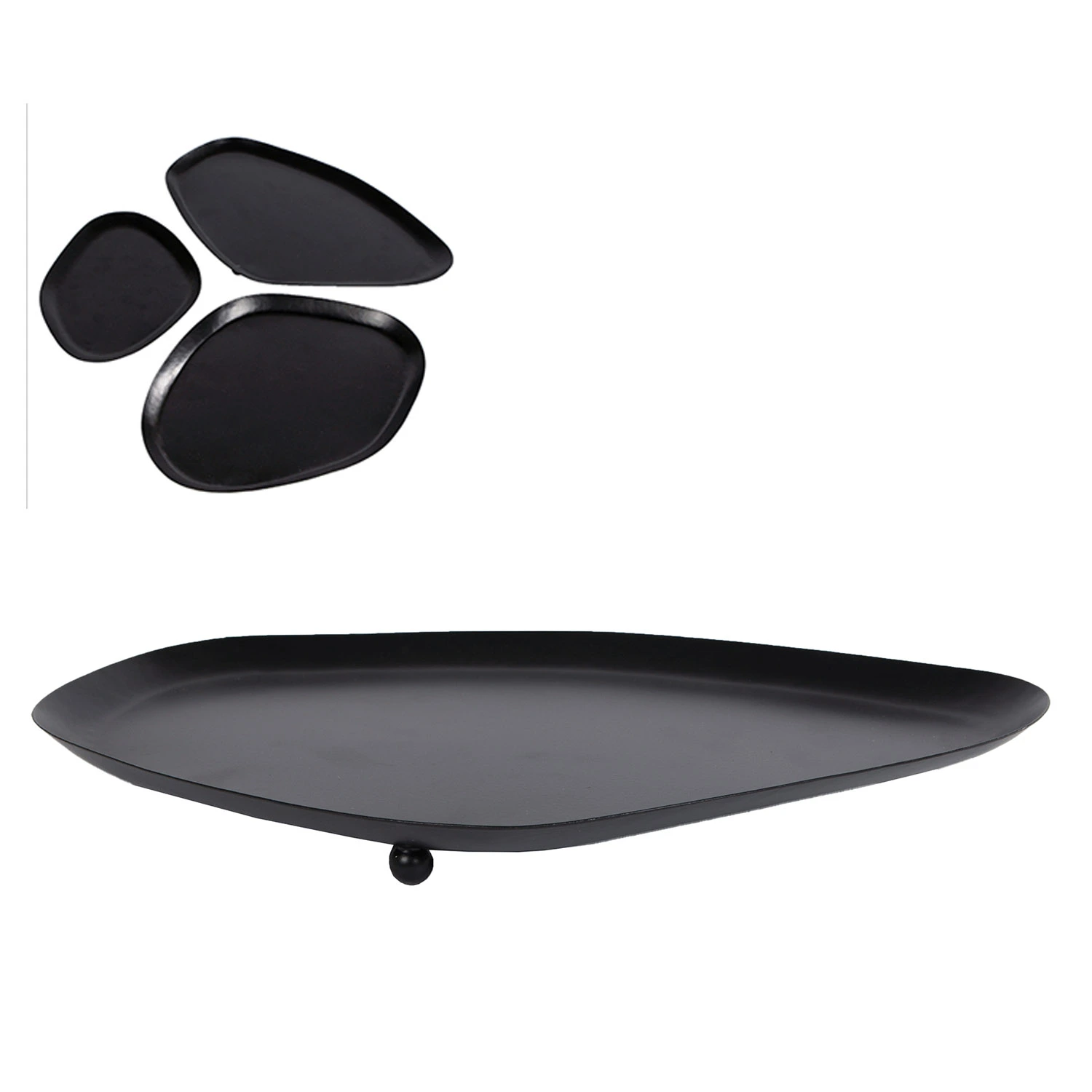 Onderbord Flow L Zwart Metaal 34x21x2cm 1 Onderbord Flow L Zwart Metaal 34x21x2cm