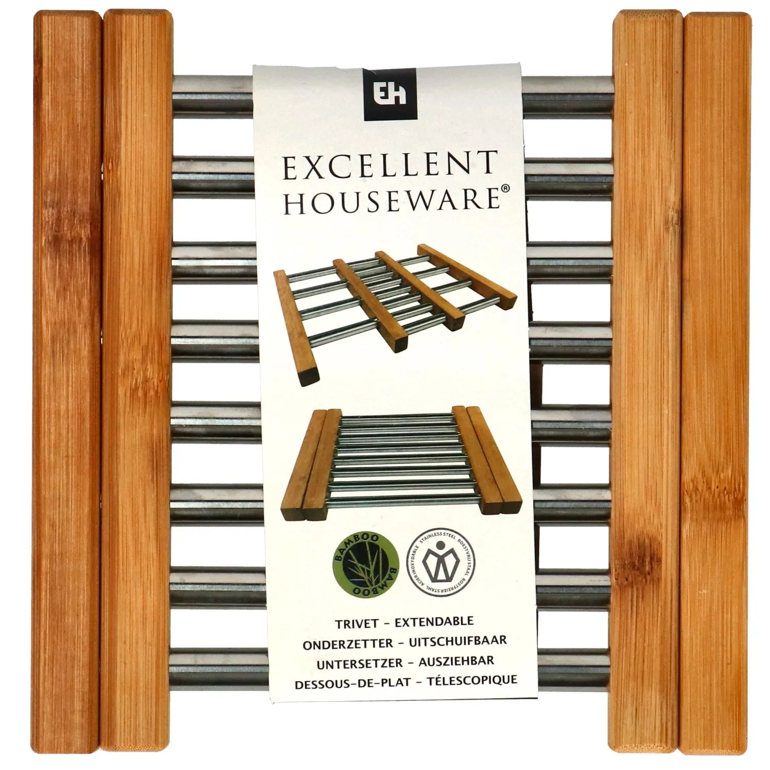 Onderzetter RVS Met Bamboe 21,5 X 22 Cm 2 Onderzetter RVS Met Bamboe 21,5 X 22 Cm - Afbeelding 2